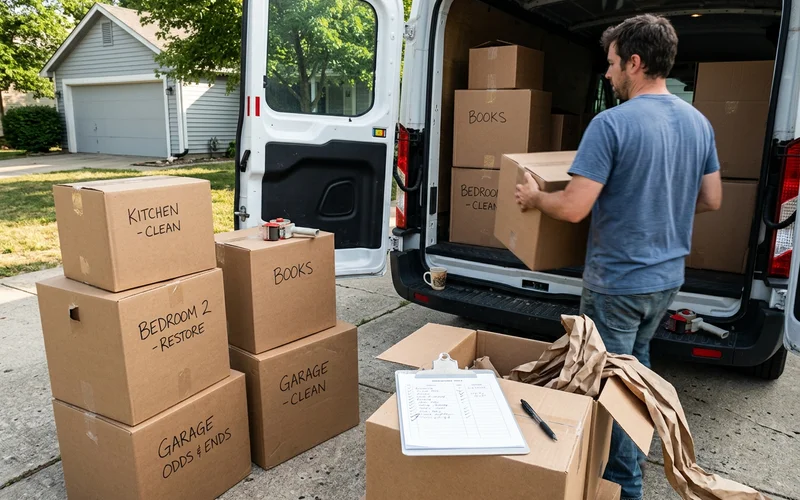 Contents packed out for off-site restoration