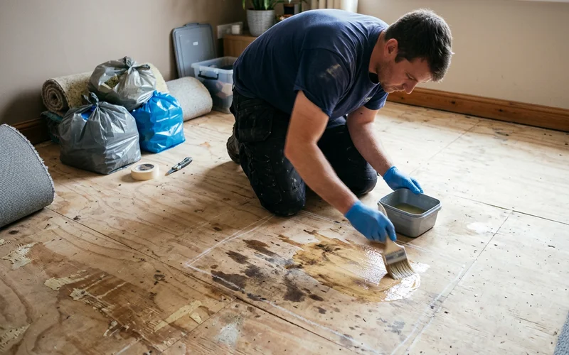 Treating exposed subfloor after carpet and underlay removal