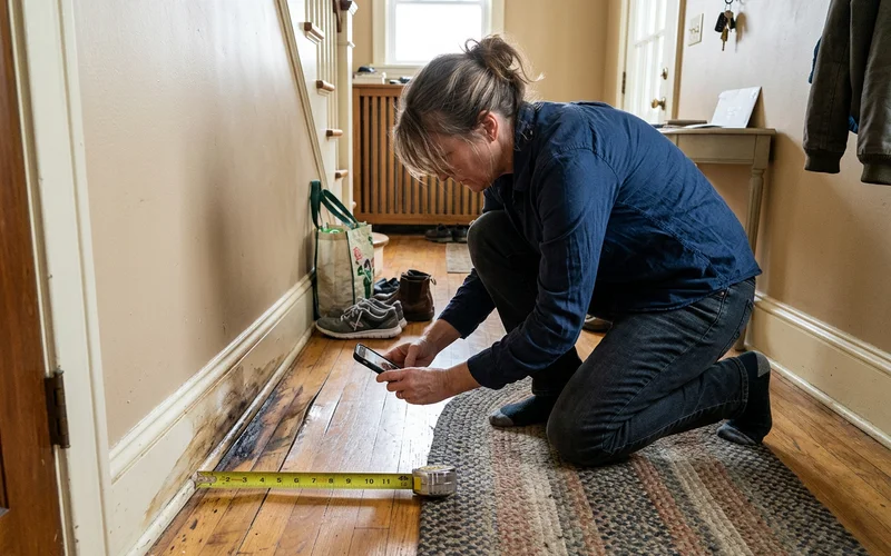 Photographing water damage for claim documentation