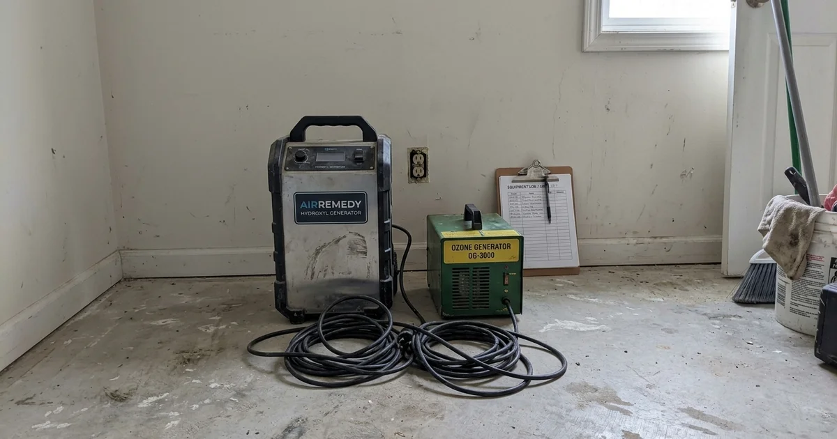 A hydroxyl generator and an ozone machine side by side