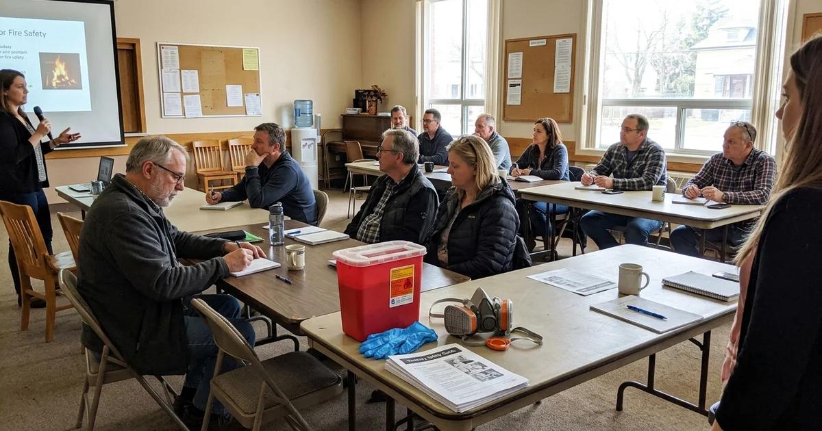 Landlords and property managers attending a training session