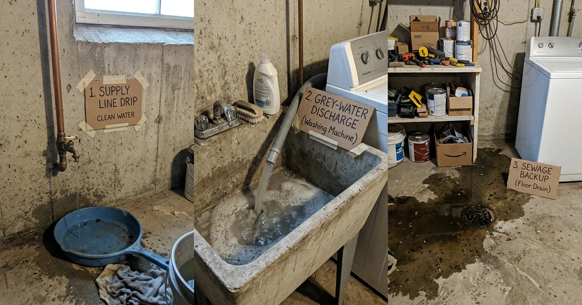 Comparison of clean, grey, and black water sources in a home