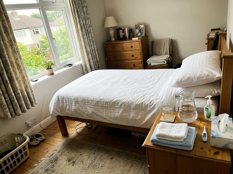 A prepared bedroom ready for a recovering patient