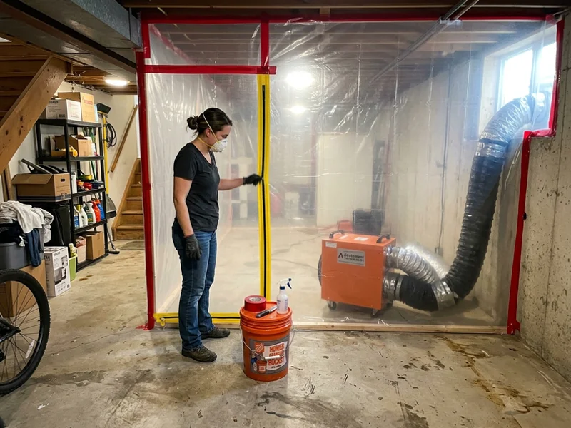 Poly containment with negative air machine installed before remediation