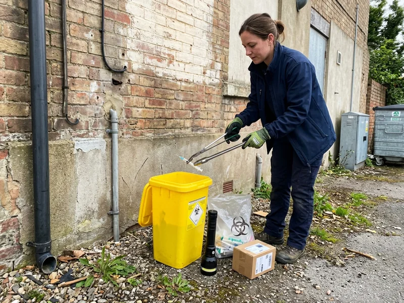 Recovering discarded needles into a rated sharps container