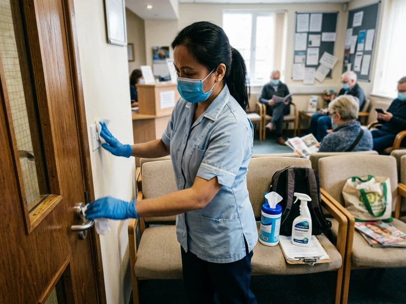 High-touch surface disinfection in a medical waiting area