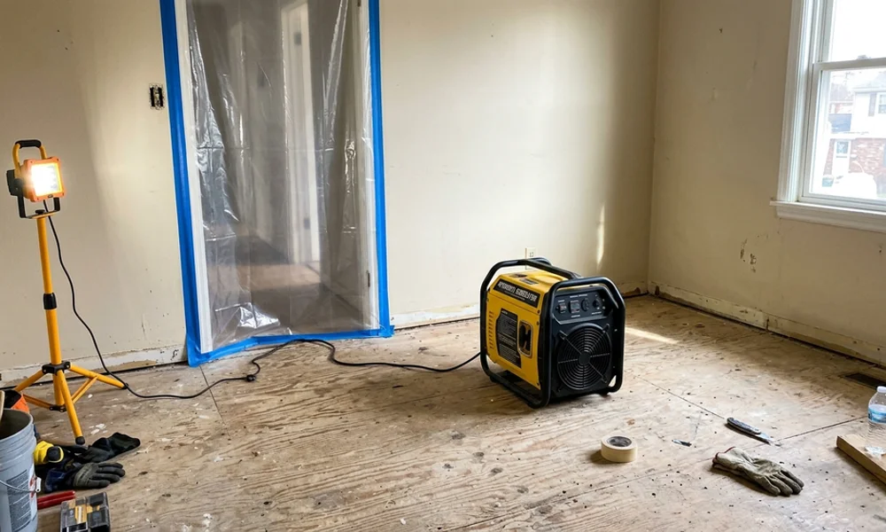 Hydroxyl generator running during odour treatment in an emptied room