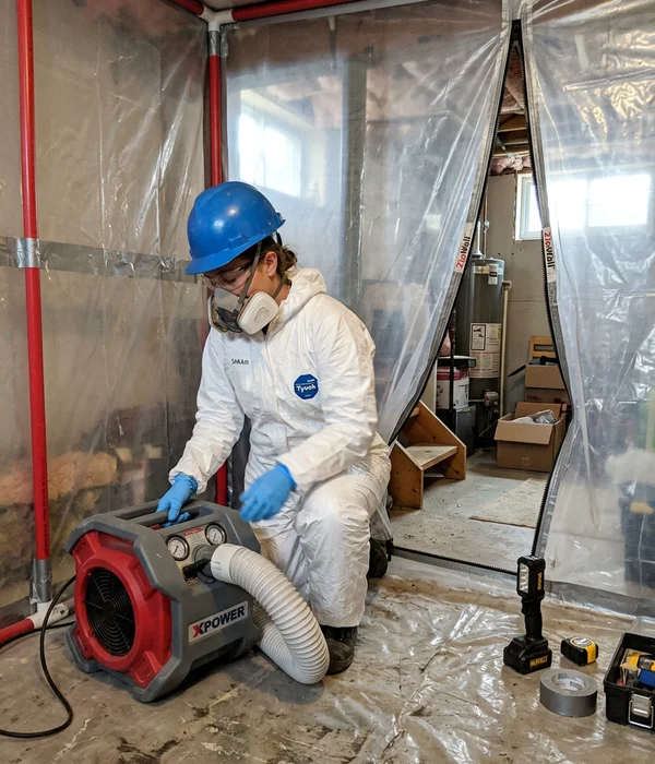 Certified technician working inside a containment zone